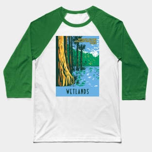 WPA Poster of Art of the Wetlands in Everglades National Park in the state of Florida, USA Baseball T-Shirt